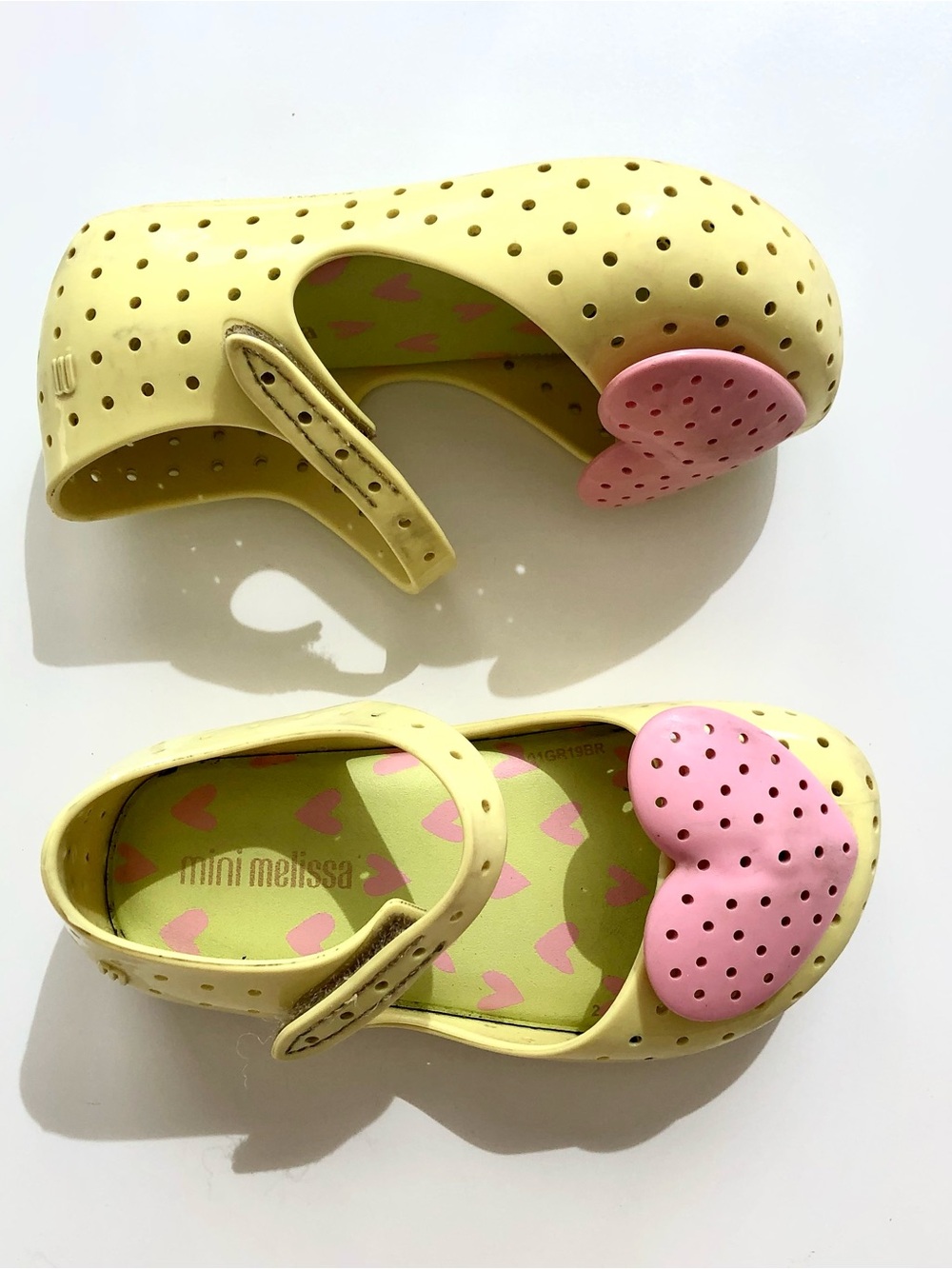 Mini Melissa Pink Heart Jelly Toddler Girl Shoes Flats Sz 8 Mary Jane Sandal
